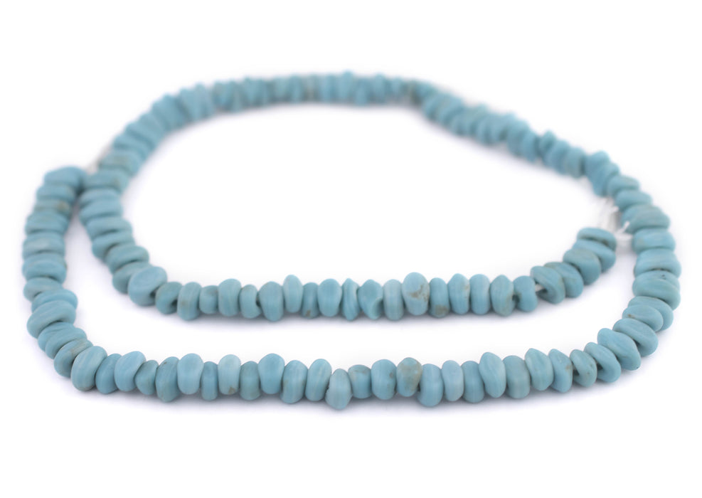 Turquoise Blue Football-Shaped Java Glass Beads (4x10mm) - The Bead Chest