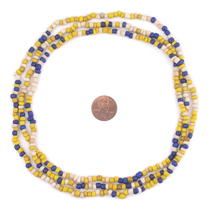 Blue & Yellow Medley Java Glass Seed Beads (4mm, 48" Strand) - The Bead Chest