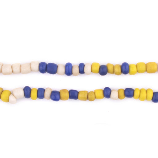 Blue & Yellow Medley Java Glass Seed Beads (4mm, 48" Strand) - The Bead Chest