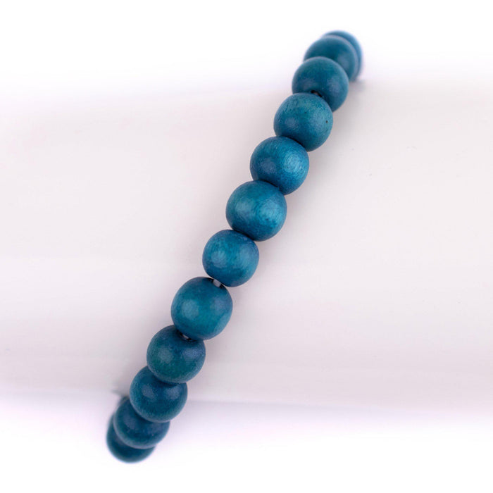 Aqua Blue Wood Bracelet (8mm) - The Bead Chest