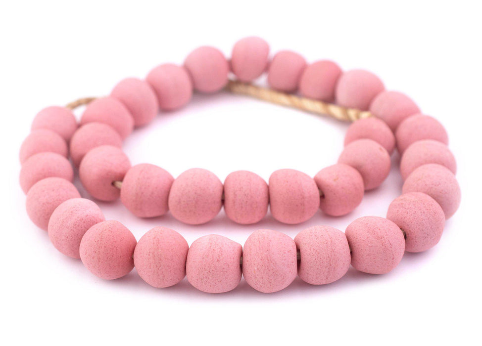 Jumbo Opaque Pink Recycled Glass Beads (21mm) - The Bead Chest