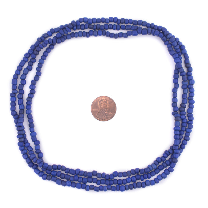 Cobalt Blue Java Glass Seed Beads (4mm, 48" Strand) - The Bead Chest