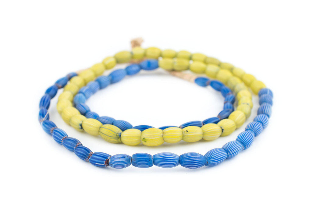Blue & Yellow Antique Venetian Onion Beads (Long Strand) - The Bead Chest