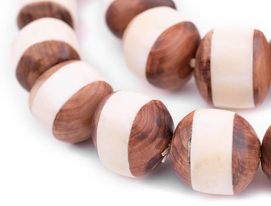 Inlaid Wood and Bone Tanzanian Sphere Beads (24mm) - The Bead Chest