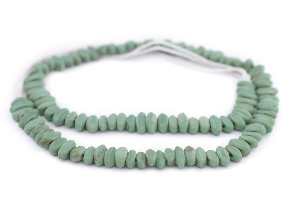 Pistachio Green Football-Shaped Java Glass Beads (4x10mm) - The Bead Chest