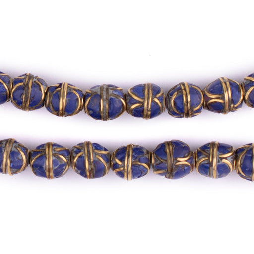 Lapis Inlaid Nepali Brass Beads (9mm) - The Bead Chest
