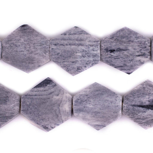 Grey Kenya Bone Beads (Hexagon) - The Bead Chest