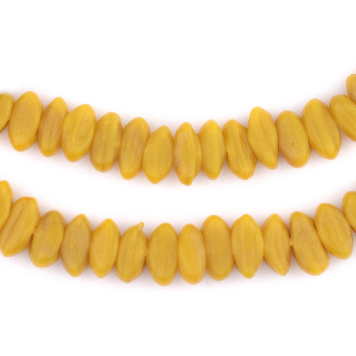 Yellow Football-Shaped Java Glass Beads (4x10mm) - The Bead Chest