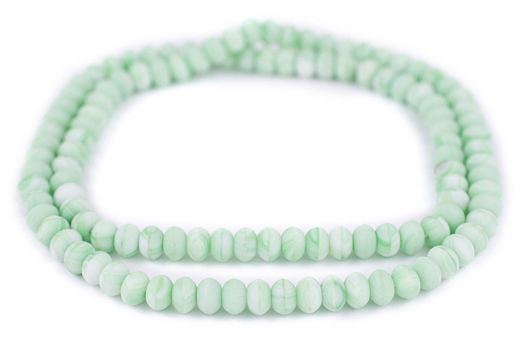 Green & White Binta Banji Kakamba Beads (5x8mm) - The Bead Chest