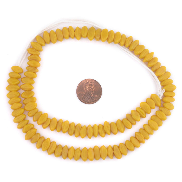 Yellow Football-Shaped Java Glass Beads (4x10mm) - The Bead Chest