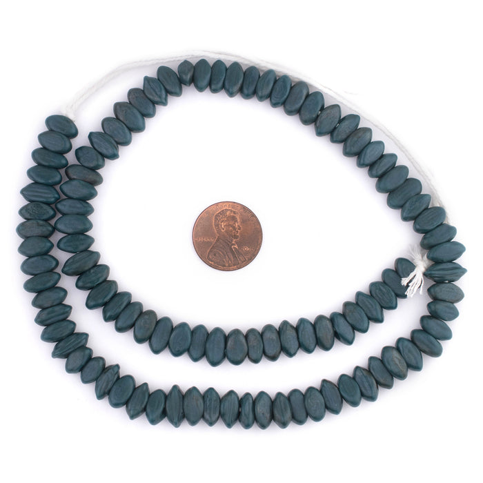 Teal Football-Shaped Java Glass Beads (4x10mm) - The Bead Chest