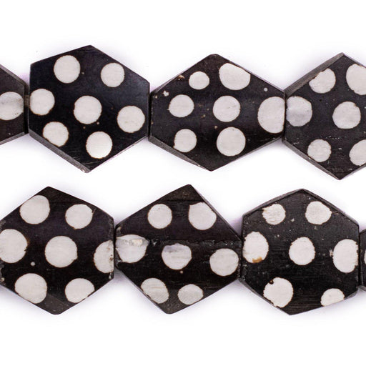 Polkadot Batik Bone Beads (Hexagon) - The Bead Chest