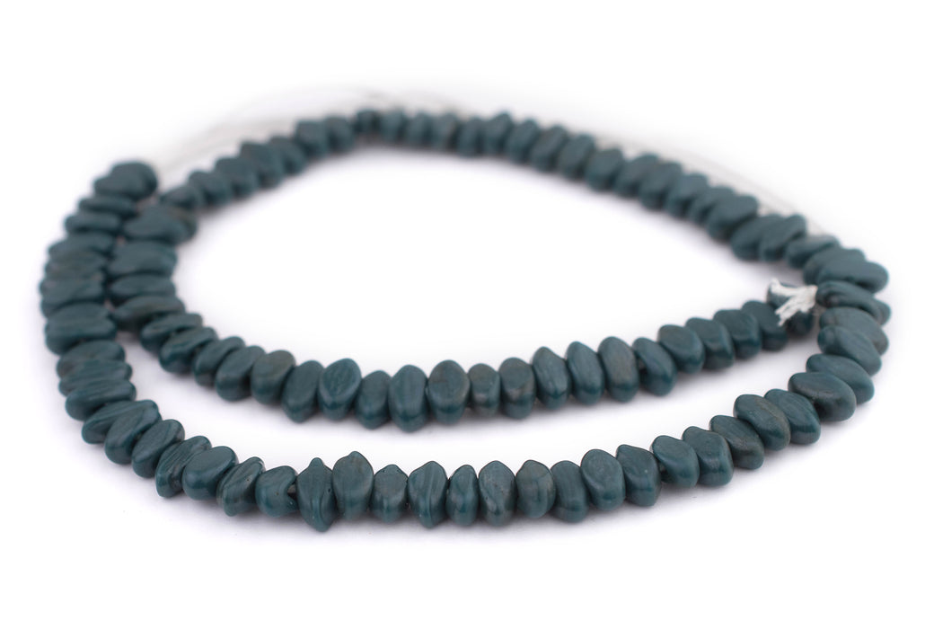 Teal Football-Shaped Java Glass Beads (4x10mm) - The Bead Chest