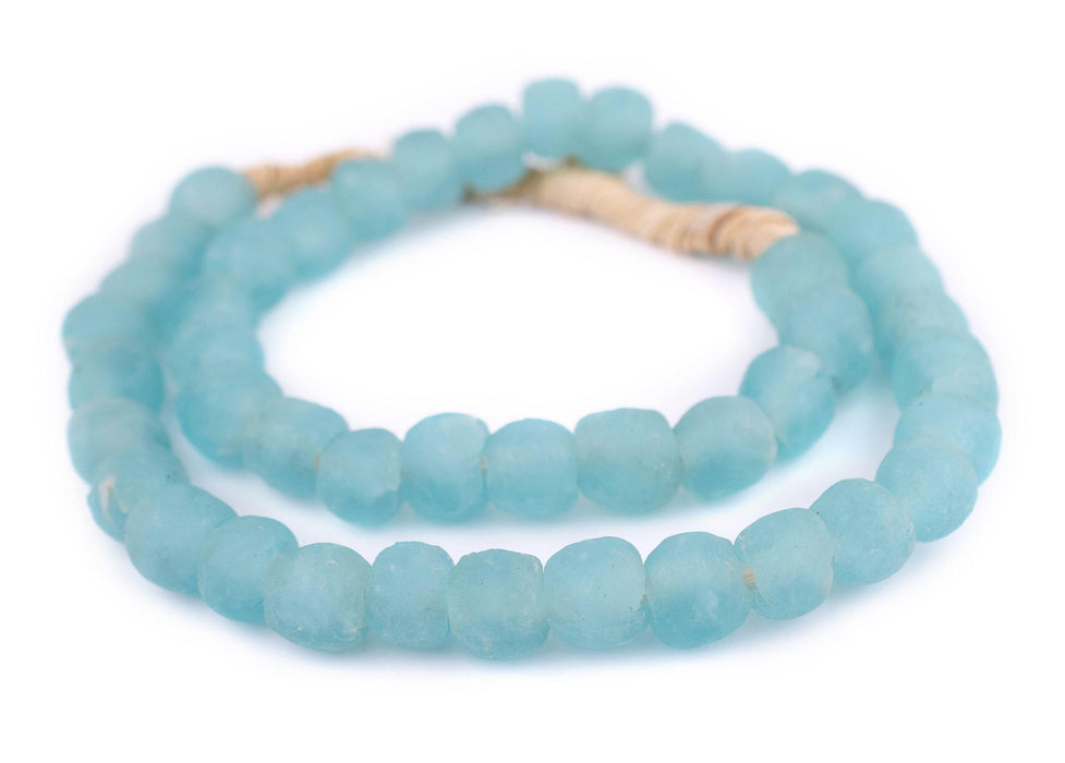 Blue Aqua Recycled Glass Beads (14mm) - The Bead Chest