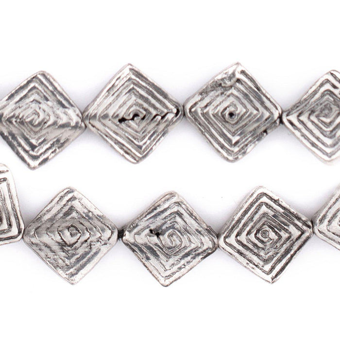 Silver Concentric Flat Diamond Beads (18mm) - The Bead Chest