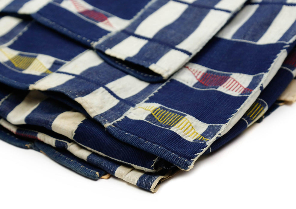 Vintage Handwoven Blue & White Ewe Kente Cloth #10390 - The Bead Chest