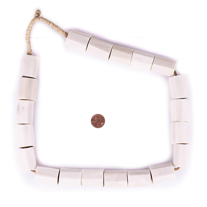Kenya White Bone Beads (Faceted Cylinder) - The Bead Chest