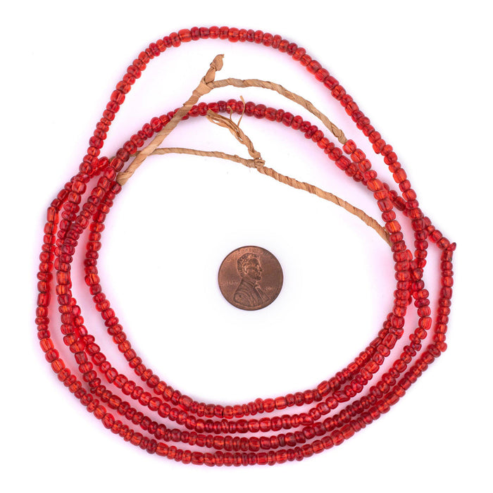 Translucent Red Ghana Glass Seed Beads - The Bead Chest