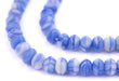 Blue & White Binta Banji Kakamba Beads (5x8mm) - The Bead Chest
