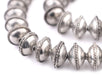 Ethiopian Bezeled Silver Saucer Beads (18mm, 24 Inch Strand) - The Bead Chest