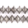 Ethiopian Bezeled Silver Saucer Beads (18mm, 24 Inch Strand)