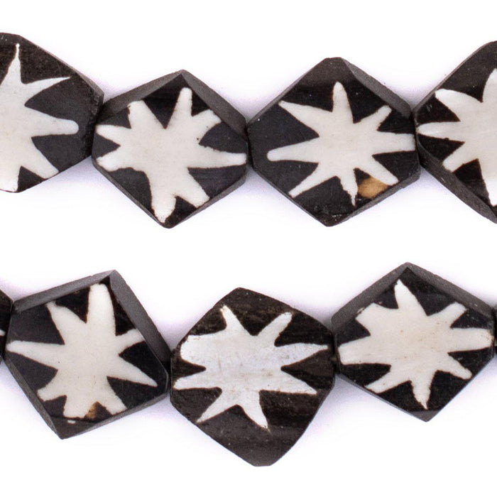 Star Design Batik Bone Beads (Hexagon) - The Bead Chest