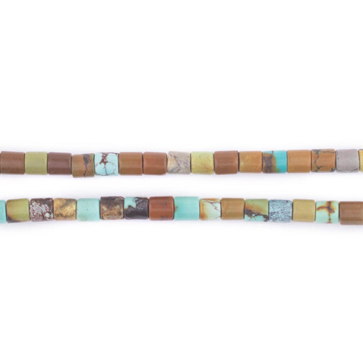 Earth Green Cylindrical Turquoise Beads (4mm) - The Bead Chest