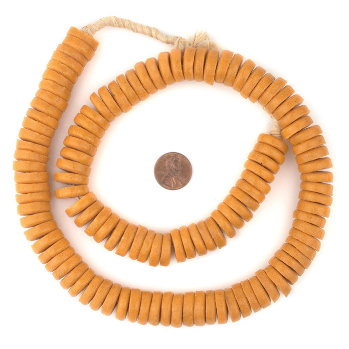 Orange Ashanti Glass Disk Beads (18mm) - The Bead Chest