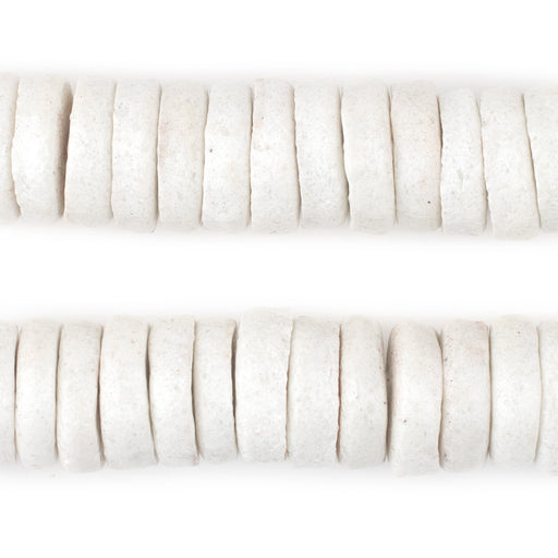 White Ashanti Glass Disk Beads (18mm) - The Bead Chest