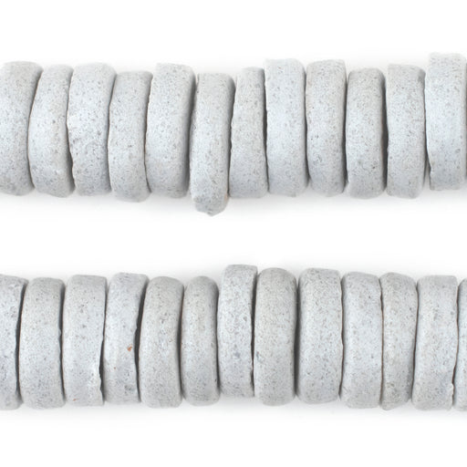 Light Grey Ashanti Glass Disk Beads (18mm) - The Bead Chest