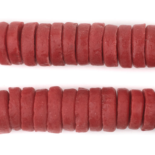 Red Ashanti Glass Disk Beads (18mm) - The Bead Chest
