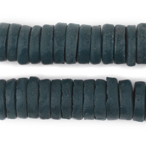 Forest Green Ashanti Glass Disk Beads (18mm) - The Bead Chest