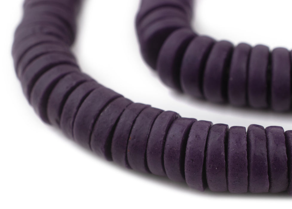 Purple Ashanti Glass Disk Beads (18mm) - The Bead Chest