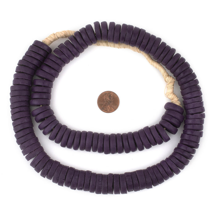 Purple Ashanti Glass Disk Beads (18mm) - The Bead Chest
