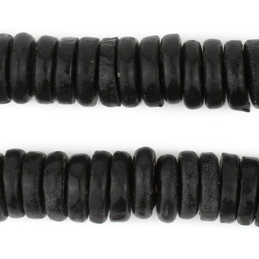 Black Ashanti Glass Disk Beads (18mm) - The Bead Chest