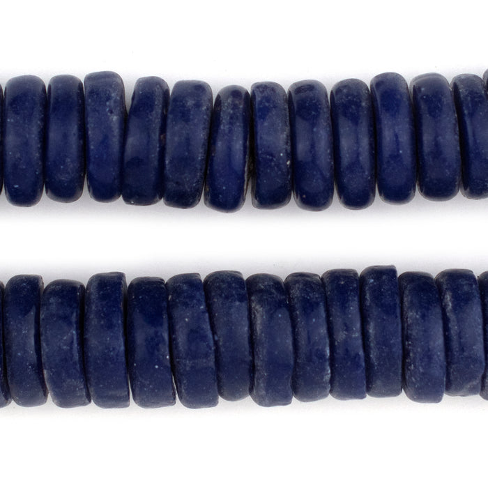 Cobalt Blue Ashanti Glass Disk Beads (18mm) - The Bead Chest