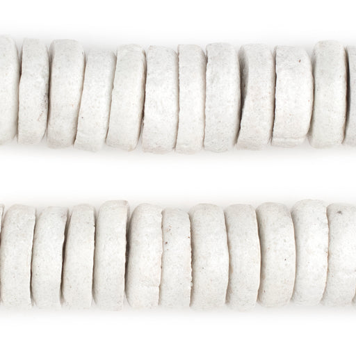 White Ashanti Glass Disk Beads (20mm)