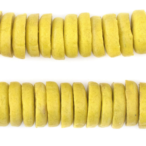 Yellow Ashanti Glass Disk Beads (20mm)