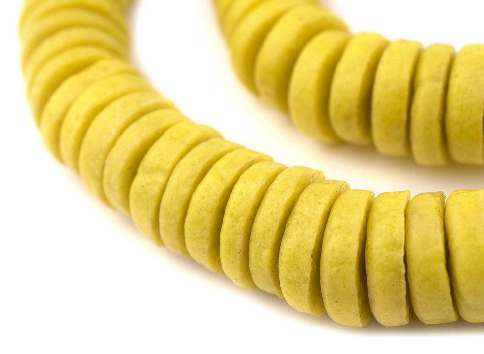 Yellow Ashanti Glass Disk Beads (20mm) - The Bead Chest