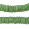 Lime Green Ashanti Glass Disk Beads (14mm)