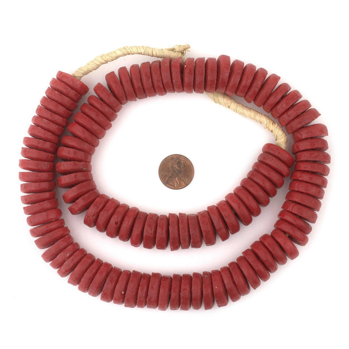 Red Ashanti Glass Disk Beads (20mm) - The Bead Chest