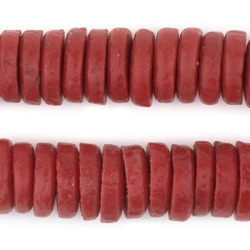 Red Ashanti Glass Disk Beads (20mm) - The Bead Chest