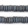Dark Grey Ashanti Glass Disk Beads (14mm)