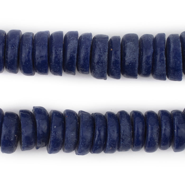 Cobalt Blue Ashanti Glass Disk Beads (14mm) - The Bead Chest