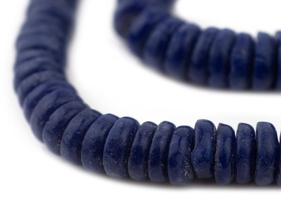 Cobalt Blue Ashanti Glass Disk Beads (14mm) - The Bead Chest