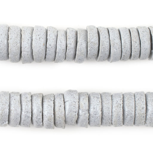 Light Grey Ashanti Glass Disk Beads (14mm)