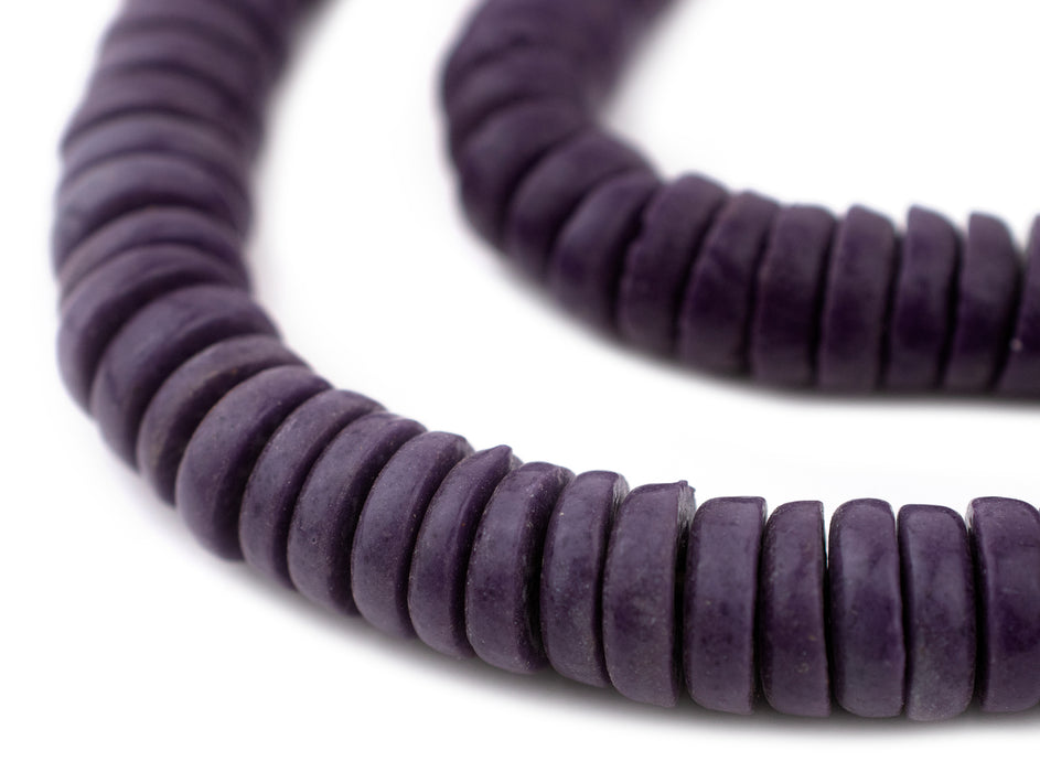 Purple Ashanti Glass Disk Beads (14mm) - The Bead Chest