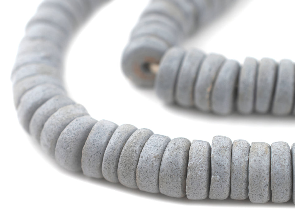 Grey Ashanti Glass Disk Beads (14mm) - The Bead Chest