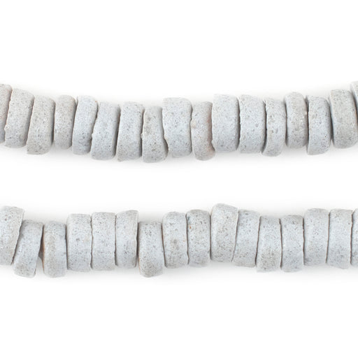 Light Grey Ashanti Glass Disk Beads (10mm) - The Bead Chest