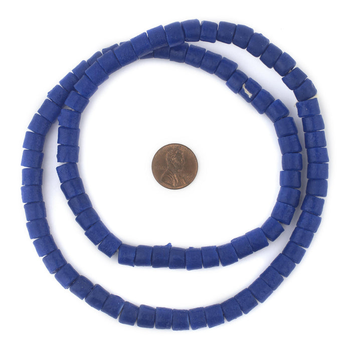Blue Color Sandcast Cylinder Beads - The Bead Chest